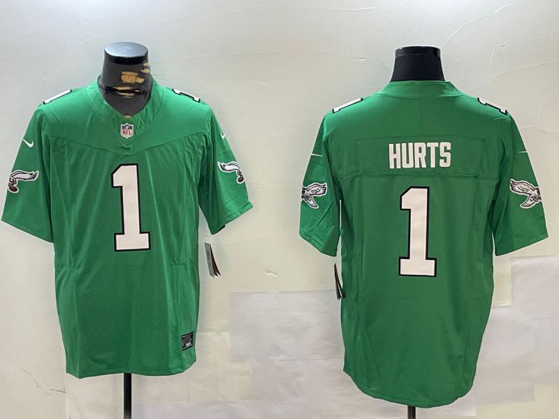 Men Philadelphia Eagles #1 Hurts Green Throwback 2024 Nike Vapor Limited NFL Jersey style 1->pittsburgh steelers->NFL Jersey